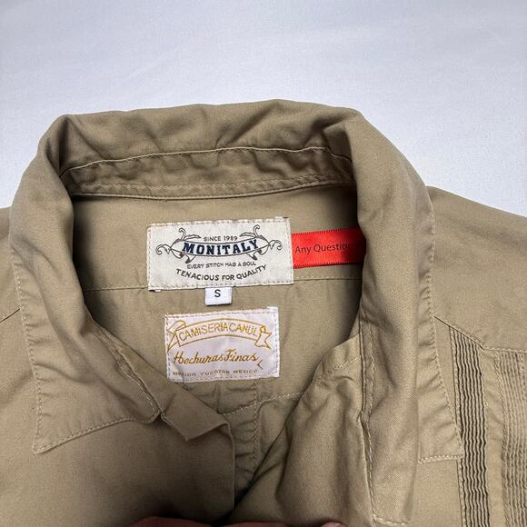 Monitaly x Camisería Canul Guayabera Shirt — Khaki Poplin Vancloth, Size Small - Picture 4 of 14